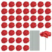 Silk Artificial Hydrangea Flowers, Red Flowers Heads with Stems 30 Set