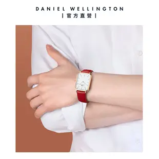 Daniel Wellington DW 手錶 Quadro Pressed Suffolk 29X36.5經典紅真皮皮革大方錶 DW00100453