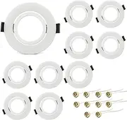 Round Recessed Spotlight Frame Set of 10, Swivelling LED Spotlight Mounting Frame, White, GU10 MR16 Includes GU10 Socket