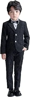 [UNINUKOO] Boy's Slim Fit Formal Suits 5 Piece Outfit for Ring Bearers Kids Dress Tuxedo Jacket Pants Vest Shirt Bowtie
