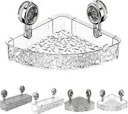 Crucialon Storage Holder, Corrugated Suction Cup Storage Holder, No Drill Light Luxury Style Glacier Pattern Suction Cups Shelf (Transparent triangle)