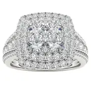 10k White Gold Round Cut 1.5Ct Diamond Engagement Ring Size 9 Clarity I2