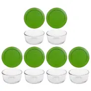 Pyrex 7200 2-Cup Glass Food Storage Bowl w/ 7200-PC Lawn Green Lid (6-Pack)