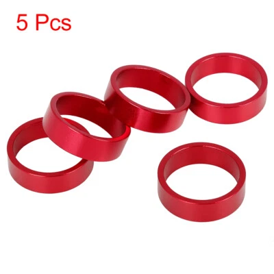 5pcs 10mm Bicycle Aluminium Alloy Handlebar Stem Spacers Fit 11/8inch Stem Red