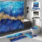 4Pcs Marble Shower Curtain Set with 12 Hooks Bathroom Set with Shower Liqkq