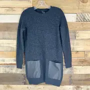 COS Wool Knit Tunic Sweater Leather Patch Pockets Size XS NWT