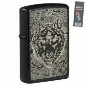 Zippo 49443 Anne Stokes Wolf High Polish Black Pocket Lighter + FLINT PACK