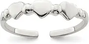 [JewelryWeb] 925 Sterling Silver Solid Polished Love Hearts toe ring