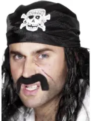 Black Pirate Bandanna Skull & Crossbones Halloween Fancy Dress Accessory