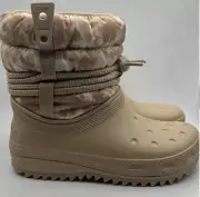 Crocs Classic Neo Puff Luxe Boots Winter Snow Chai / White Women’s Size 6 NEW