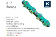 KMC X12 Aurora Green 12 Speed Chain 126 Links w/ Quick Link