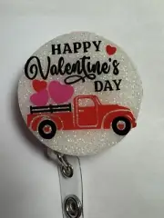 badge reels retractable id holders - Valentines Truck With Hearts