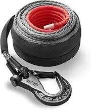 CALLIERT 3/8'' Gray Synthetic Winch Rope Cable Kit - 24000LBS Winch Line Rope Replacement with Protective Sleeve, Winch Hook, Strap, Automotive Accessories