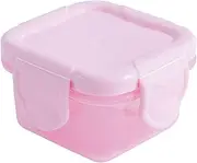 Mini Food Storage Container with Lid, 2 x 1.5 Square Food Storage Box, Portable PP Food Storage Containers (Pink)