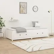 Day Bed Without Mattress White 90x190 cm Solid Wood Pine,Multipurpose Daybed with Storage Drawers for Bedroom and Living Room Bedroom Furniture