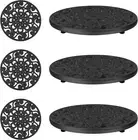 Set of 3 Decorative Cast Iron Metal Trivets (Black)
