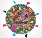 17" Indien Vintage Floor Pillow/Cushion Cover Thrw With Bohemian Patchwork Green