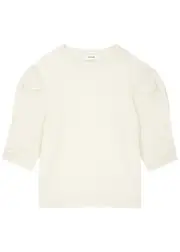 Frame Puff-sleeve Cashmere top - Cream - S (UK8-10 / S) S (UK8-10 / S)