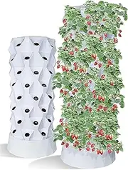 Hydroponic Growing Kits, Hydroponics Tower, Aquaponics Grow System, Garden Tower Aeroponics Growing Kit for Herbs, Fruits and Vegetables with Hydrating Pump, Timer, Adapter, Seeding Bed & Net Pots