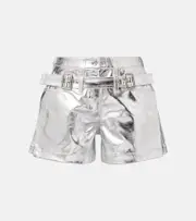 [Rabanne] Rabanne Metallic cotton high-rise shorts AU 16 silver