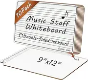10 Pack Double Sided Music Staff Whiteboard -9''x12'' Front Musical Staff Lapboard Back Whiteboard, Portable Mini Dry Erase Board for Students Kids Music Supplies for Teacher Office Use