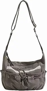 [sunaeset] coquette crossbody purses for women, y2k bow purse cross body bag, cute canvas messenger bag grunge aesthetic shoulder bags, Gray