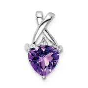 14k White Gold Amethyst u0026 White Topaz Trillion Pendant