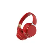 Bluetooth Over Ear Headphone Wireless Gaming Headset Foldable Stereo Adjustable Earphones With Mic Soft Earmuffs-Red