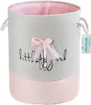 Laundry Basket Canvas Collapsible Organizer Storage Children Bedroom Pink Lace