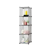 SOGA Black 4-Tier Cube Shelf