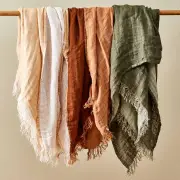Linen Throw Wattleseed Size 130X210cm by Neale Whitaker