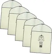 Hohopeti 5pcs Clothing Dust Cover Travel Garment Bag Apparel Garment Bags for Travel Clothes Bag Clothing Storage Bag Coat Cover Wardrobe Cover Coat Storage Bag Beige Non-woven Fabric