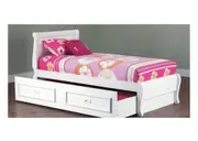Single Copenhagen Bed With Teenage Trundle With Moulded Handles - Arctic White