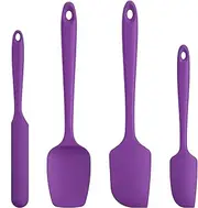 315℃ Heat Resistant Silicone Spatula: U-Taste High Heat Proof Flexible BPA-Free Non-Stick Bowl Scraper, Seamless Rubber Kitchen Utensils for Baking Cooking Mixing Cookware Set of 4 (Purple)