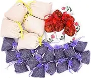 Wahdawn Natural Moth Balls Fragrance Air Freshener Sachets Set - 15 Fragrant Lavender Sachets,5 Aromatic Cedar Chips Sachets Bags, 5 Dried Rose Flowers Sachets