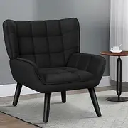 ALFORDSON Velvet Armchair Accent Chair Venus Series with Solid Wooden Legs, Nursing Chair Lounge Sofa for Reading Bedroom Living Dressing Room, Max 180kg, Black