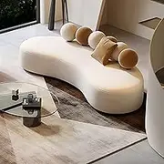 LyckTre Modern Sectional Sofa Set for Living Room - Dopamine Color | with Coffee Table | with Deep Seats | Soft Upholstery | Ergonomic Backrest & Solid Wood Frame Support(White-D,91 in)