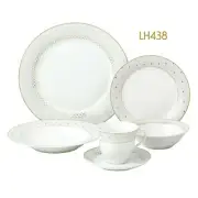 24 Pcs Porcelain Dinnerware Service for 4, Carlotta-Mix and Match-Silver Border