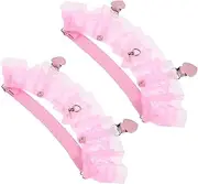 [HORIALENCE] Bridal Wedding Leg Loop Garter Set Lace Leg Ring for Bride Garter Belts Floral Lace Pink