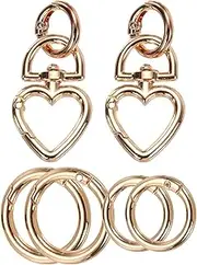uxcell 2 Pcs Metal Swivel Clasps Key Chain Keyrings Heart Shape Spring Snap Keychain Hook Clip for Chains Extender DIY Handicrafts Keys Lanyards Jewelry Findings, Gold Tone