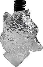 Wolf Crested Wine | Vintage Wollf Wiine Cup | Wolf Art Statue Wiine | Realistic Engraved Wollf | Animal Whiskey Decanter Themed Glass Bottle for Men, Dad, Husband, Home Bar