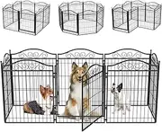 BingoPaw Heavy Duty Dog Pen: 8 Panels Large Indoor Outdoor Metal Pet Run Playpen 80cm High - Garden Puppy Play Exercise Fence for Small Medium Dogs Cat Rabbit