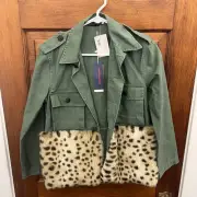Harvey Faircloth Animal Print Utility Jacket size XS Olive Army Green NWT $478