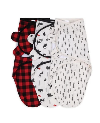 Red Woodsy Swaddles 3 Pack Swaddle Blanket Set - 3-6 Months The Peanutshell