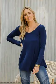 Long Sleeve Softly Swinging Bamboo Tee--BOHO-344