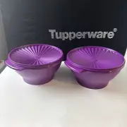 Tupperware Servalier Salad Large Serving Bowl Dark Purple 17 Cup Set Of 2 New