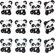 CHGCRAFT 12Pcs 3Colors Panda Silicone Beads Animals Silicone Beads Cartoon Animal Beads for DIY Jewelry Necklace Keychain Bracelet Phone Case