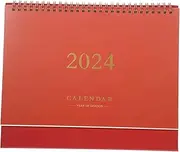 Homoyoyo 2024 Small Desktop Desk Calendar - Double Line Design - for Students and Home Office Organise Your Year with Stylish and Functional Paper Planner Compact Size for Easy Use