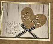 4 “Wish I Could Heal Your Heart” Greeting Cards Kit Stampin Up Gingham Ribbon