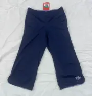 Nike Girls Youth Mesh Capri Pants Lined Blue With Purple Trim Size XL US 16 NWT